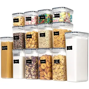 Airtight Food Storage Containers Set, 14 PCS Kitchen Storage Containers with Lids for Flour, Sugar and Cereal, Plastic Dry Food Canisters for Pantry Organization and Storage