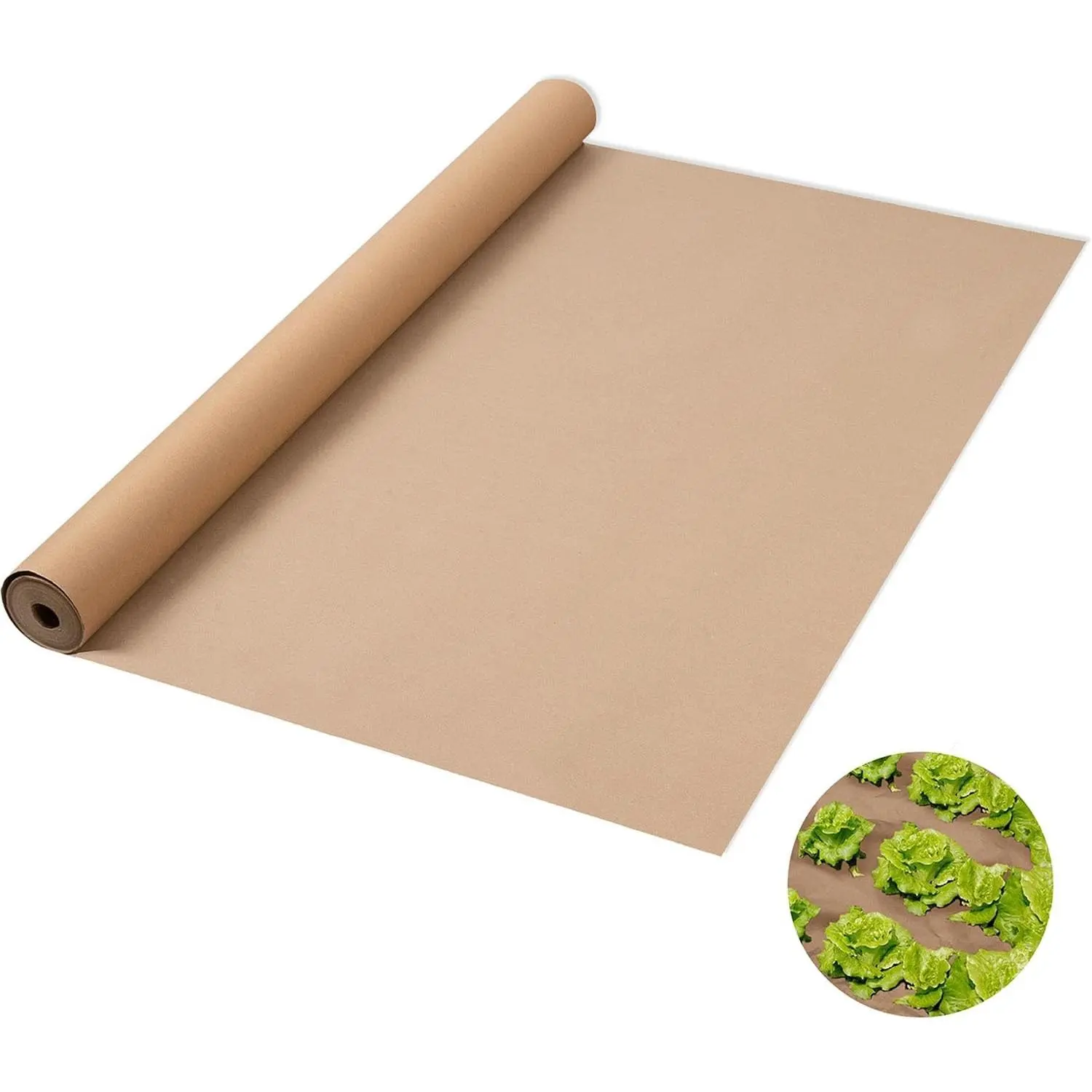 4 x 100 Ft Biodegradable Paper Weed Barrier Heavy Duty Biodegradable Landscape Fabric Garden Bed Grass Garden Paper Weed Control Barrier Weed Paper for Landscaping