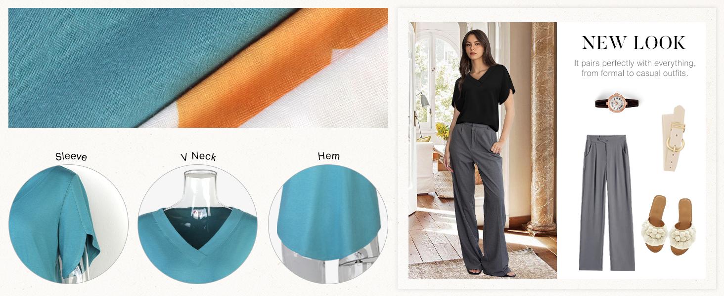 WIHOLL FASHION Womens Summer Tops Short Petal Sleeve Shirts Fashion V Neck Outfits Clothes WIHOLL FASHION Womens Summer Tops Short Petal Sleeve Shirts Fashion V Neck Outfits Clothes