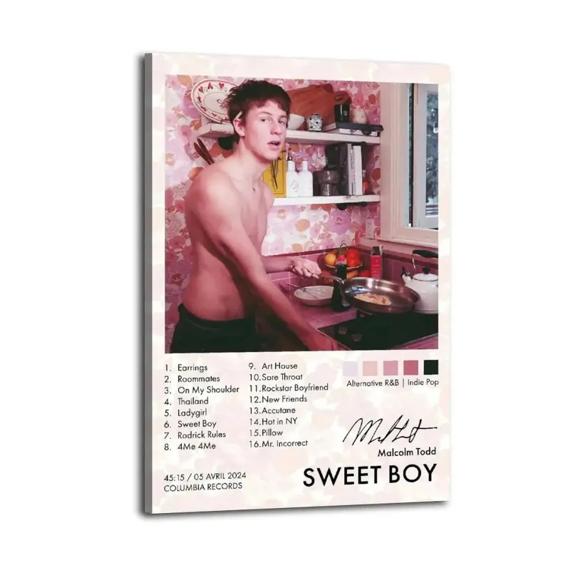Malcolm Todd Sweet Boy Printed Poster, Canvas Wall Art & Wall Decor, Trendy Funky Music Design for Bedroom, Bathroom, Dorm & Music Room, Album Poster, Music Wall Art, Indie Decor, Aesthetic Room Decor, Gift for Music Lovers