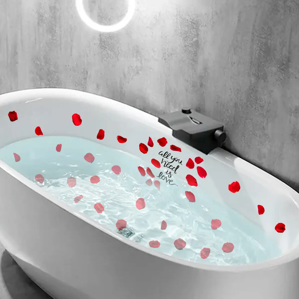 Rose petal pattern bathtub sticker, PVC waterproof and anti slip bathtub sticker, bathtub wall sticker, bathroom and bathroom decoration sticker, home decoration, Valentine's Day decoration