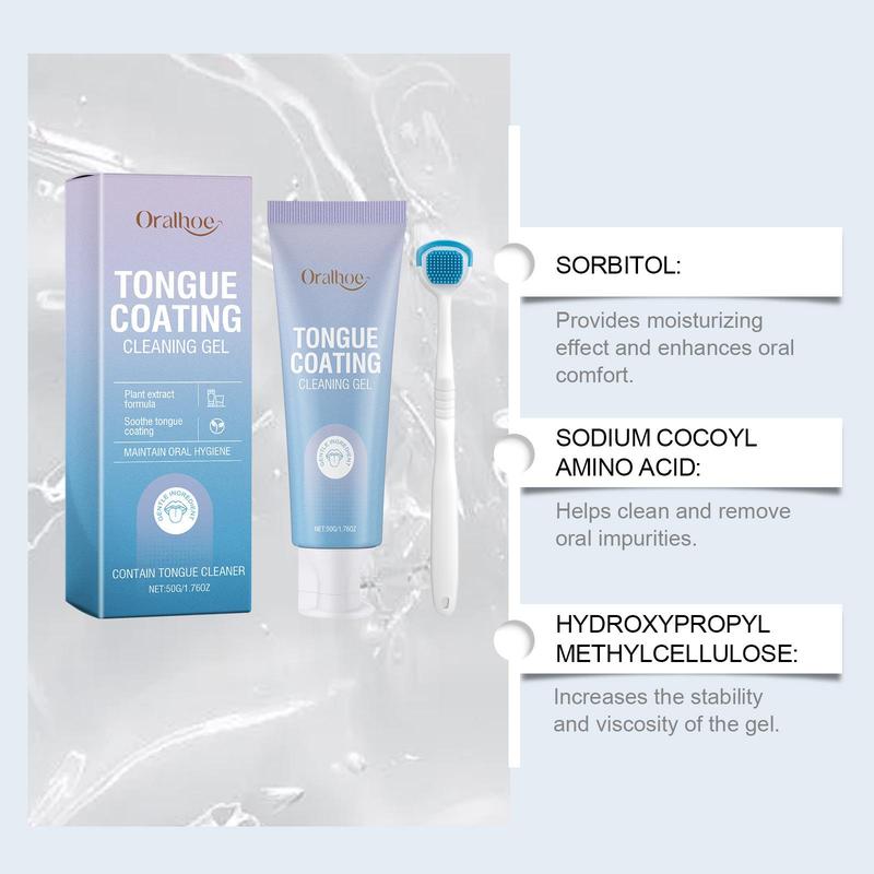 Tongue Cleansing Gel with Tongue Scraper, Oral Care Gel for Freshing Breath, Daily Oral Care Product for Adults, Oral Cleaning Product