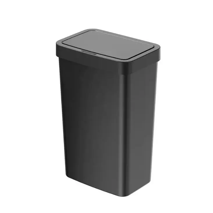 13.2 Gallon Plastic Motion Sensor Kitchen Trash Can, Black Laundry
