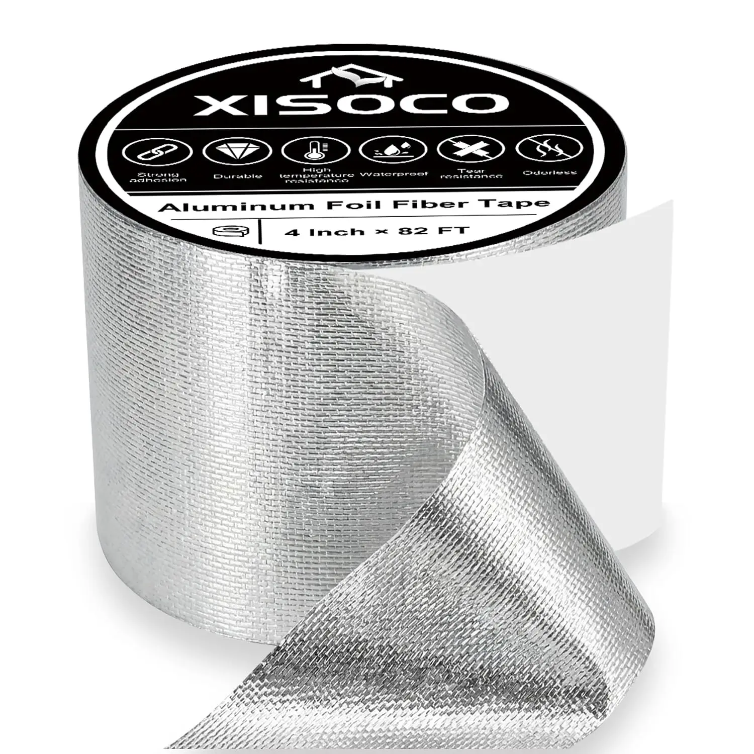 4Inch × 82FT  Foil Fiber Tape | High-Temperature Resistant, Heat Insulation, , Suitable for Air Ducts, HVAC Systems, and Greenhouse Sealing