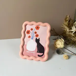 Cream Style Cute Photo Frame Display Stand, 6inch Acrylic Postcard Ticket Frame Desktop Home Decoration Display Stand