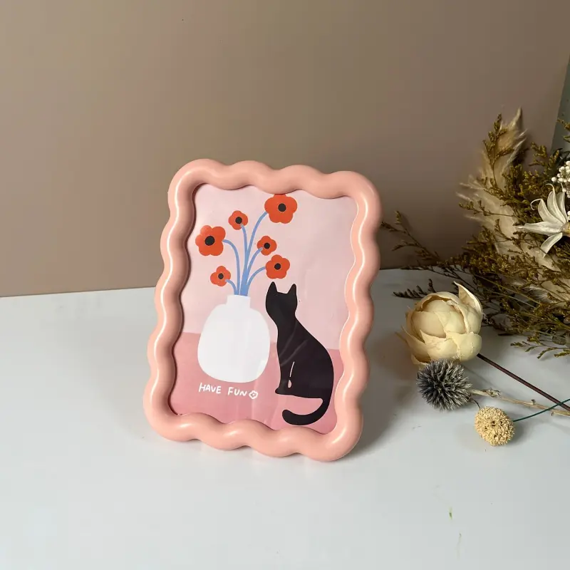 Cream Style Cute Photo Frame Picture Holder Display Stand, 6inch Acrylic Postcard Ticket Frame Desktop Home Decoration Display Stand