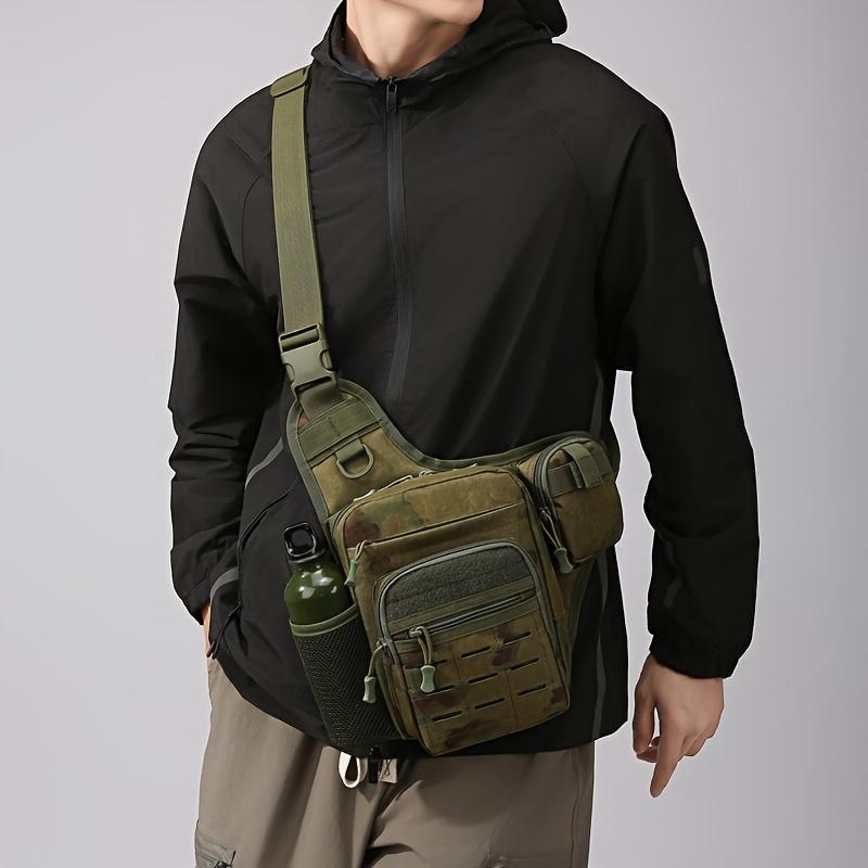 Casual Men's Crossbody Bag with Side Pouch, Multifunctional Lightweight Chest Pack for Outdoor Sports, Durable Breathable Waist Bag with Secure Zippered Back Pocket