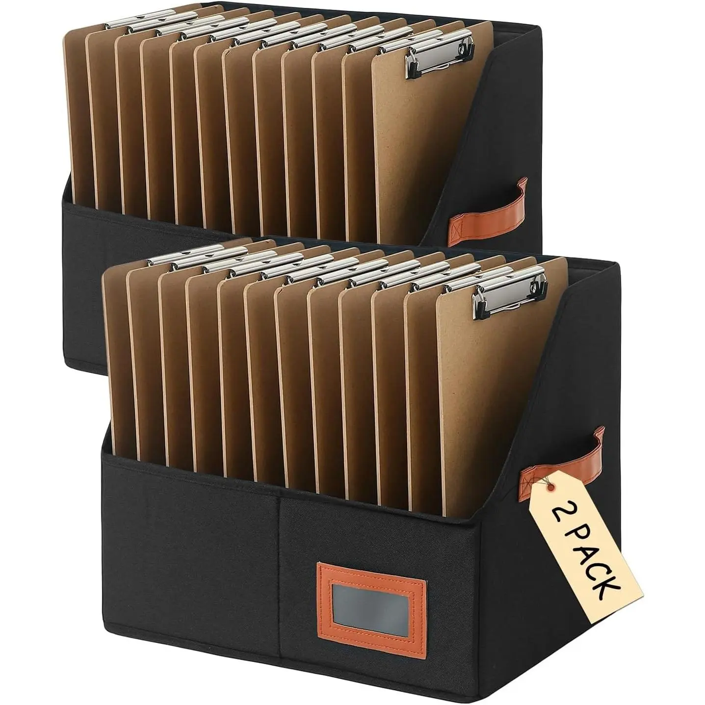 2 Pack Foldable Clipboard Holder Storage Organizer Basket with Handle for Easy Carrying, Classroom Office Desk Organizer Bin, Clipboards Not Included