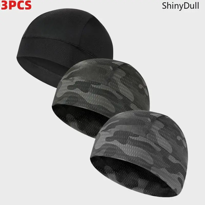 Solid Lined Skull Cap, 2/3 Pack Unisex Helmet Liner with UV Protection, Breathable and Sweat-Wicking for Running & Cycling, Outdoor Cap, Hiking, Biker Skull Cap, Outdoor Hat