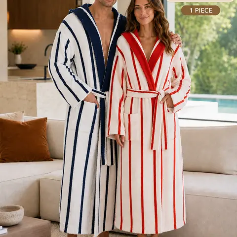 【COZY Soft Plush Feel】Thick and Plush Hooded Long Robe | Loose and Cozy Fit with Waist - Tying Belt, Side Pockets and Front Slit Design | Soft and Warm Material Resembling Coral Fleece | Ideal for Home Leisure