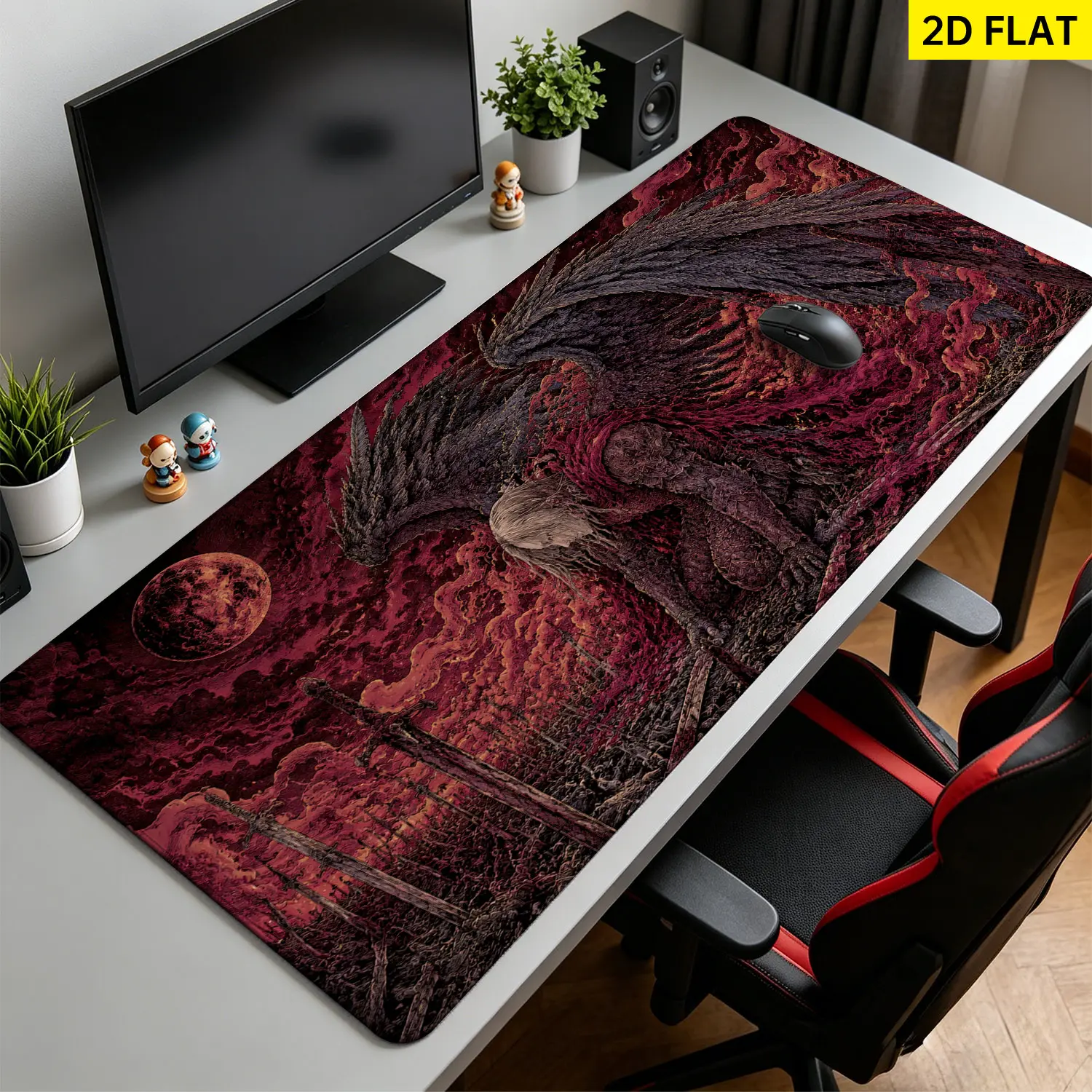 Extra Large fantasy angel warrior Mouse Pad,Non Slip Rubber Pad,Desktop Decoration Drotection Pad,Washable,Lock Edge Multi Size,Premium Multipurpose Mousepad For Gaming,Home Office,Gift for Family and Friends