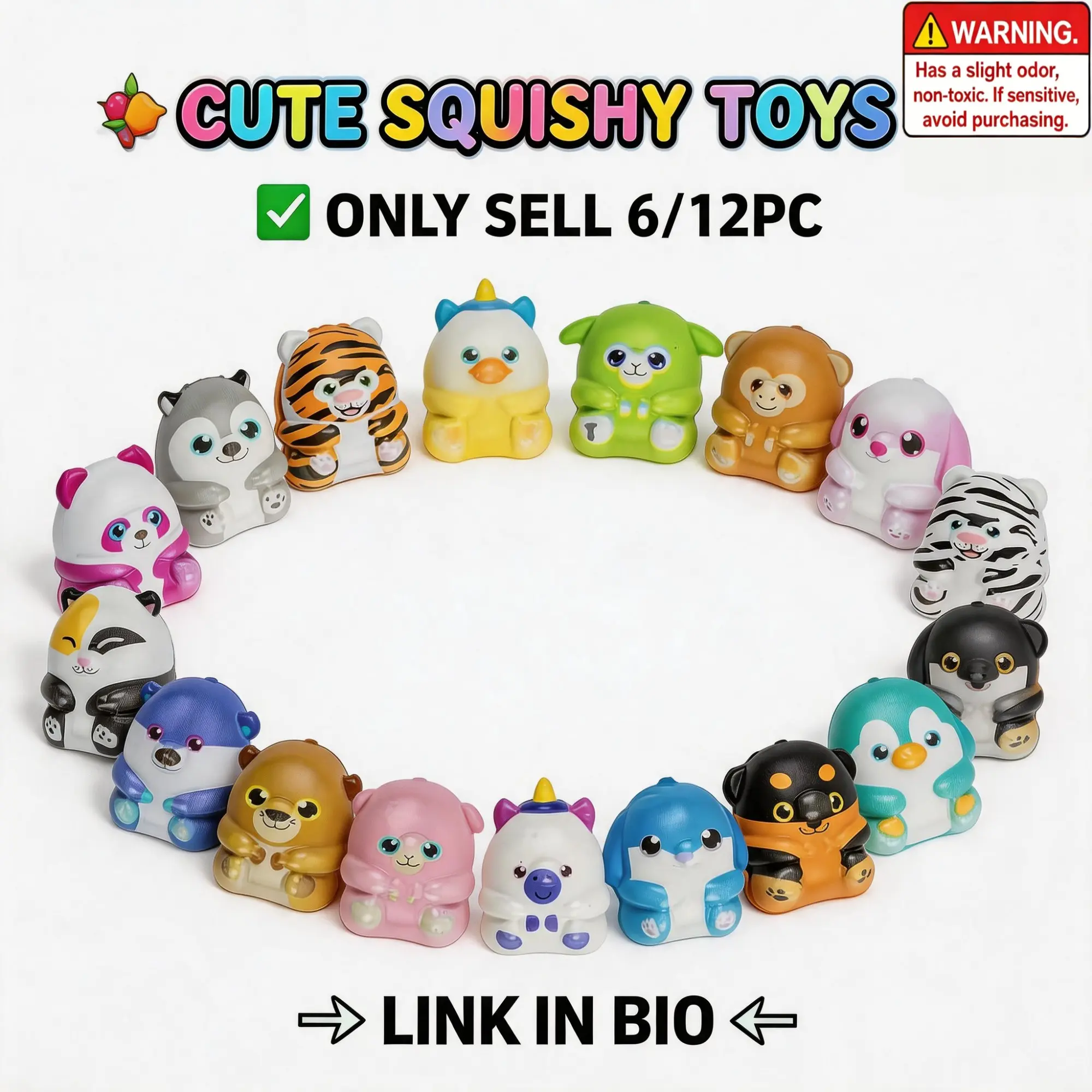 🎯🔥 Bestseller: "Cute Animal Stress-Relief Toys" – 6 or 12 pieces of creative stress-relieving toys featuring pandas, tigers, rabbits, etc. (with random colors and designs), perfect for schools, parties, birthdays, holidays, or as gift pack fillers.