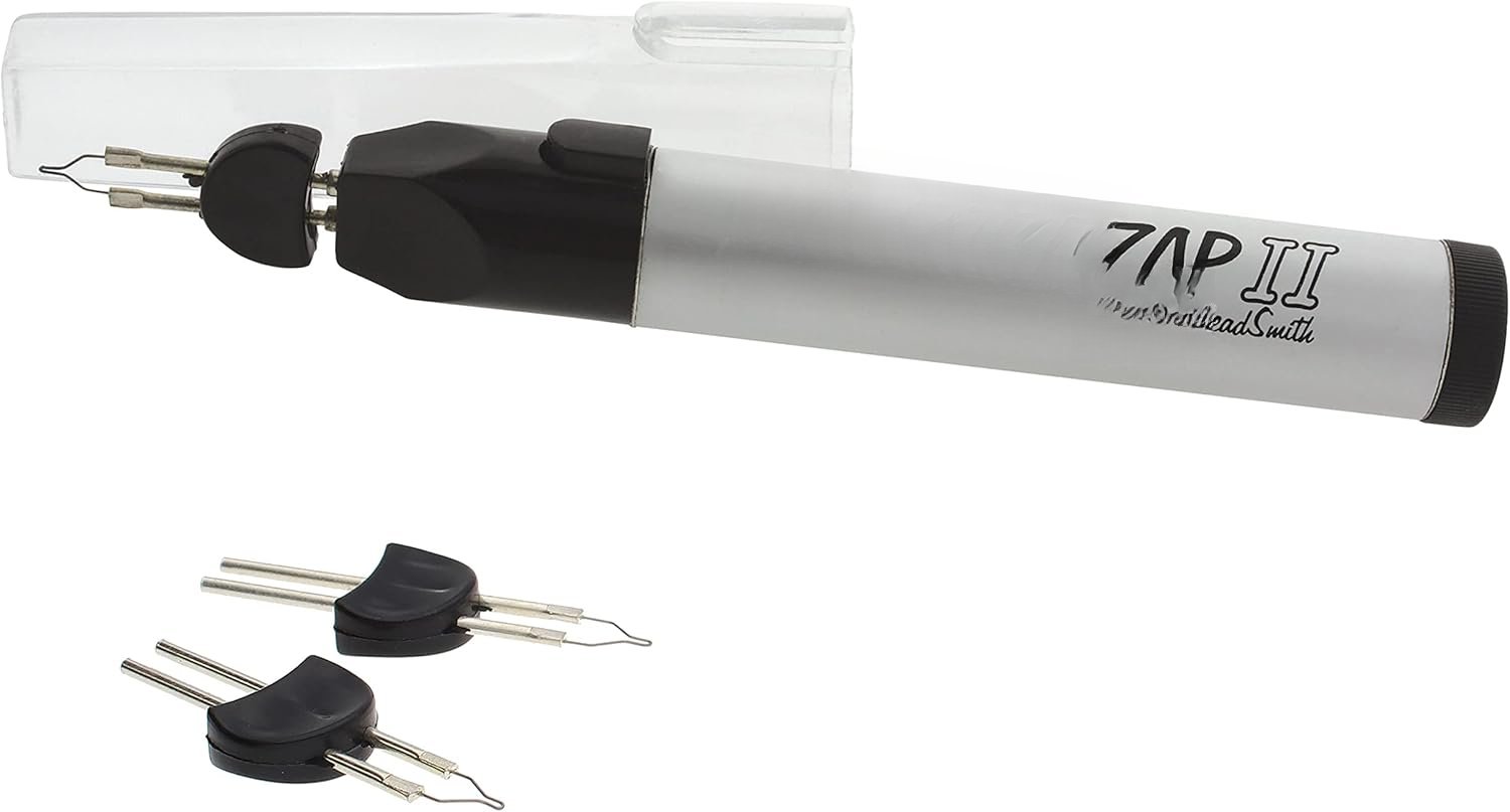 Thread Zap - 5.25 Thread Burner - Plus 2 Pack Replacement Tips Included - Trim,  and Melt Thread with one Touch, Ideal for Finishing Bead Weaving and stringing Projects