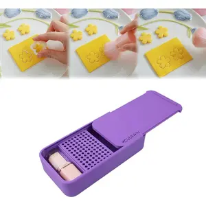 Cornstarch Tapper Box for Polymer Clay with Brush, Leak-Proof Sliding Lid Powder Container, Non-Stick Tool for Polymer Clay Cutters (Purple)