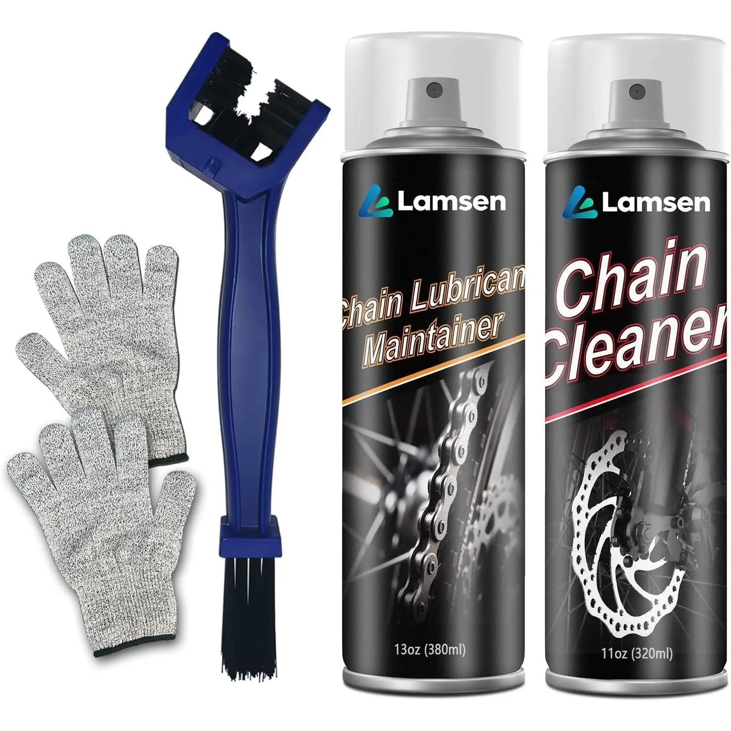 Professional Bike Motorcycle Chain Cleaner Kit 1 Pack, with Chain Cleaner, Lube, Brushes and Gloves for Cleaning and Maintenance of All Bicycles