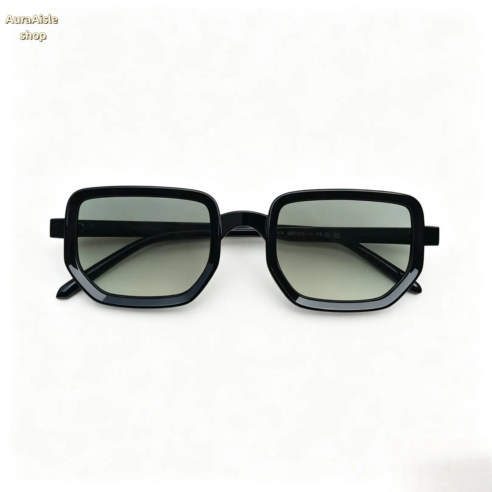 Unisex Retro Look Square Lens Sunglasses - Glossy Plastic Thick Frames, Gradient Lenses, Lightweight Comfortable One Size Eyewear for Daily Use, Driving