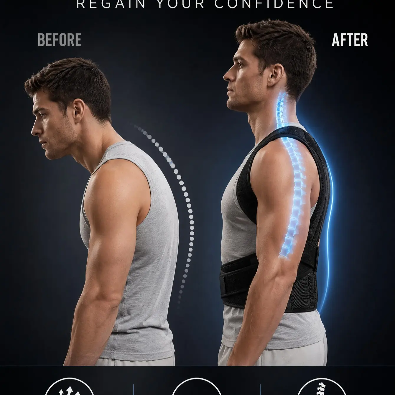 1pc Portable Back Shaper, Full Back Waist Support Brace, Daily Posture Correction, Anti-Hunching, Comfortable for Workouts and Everyday Use