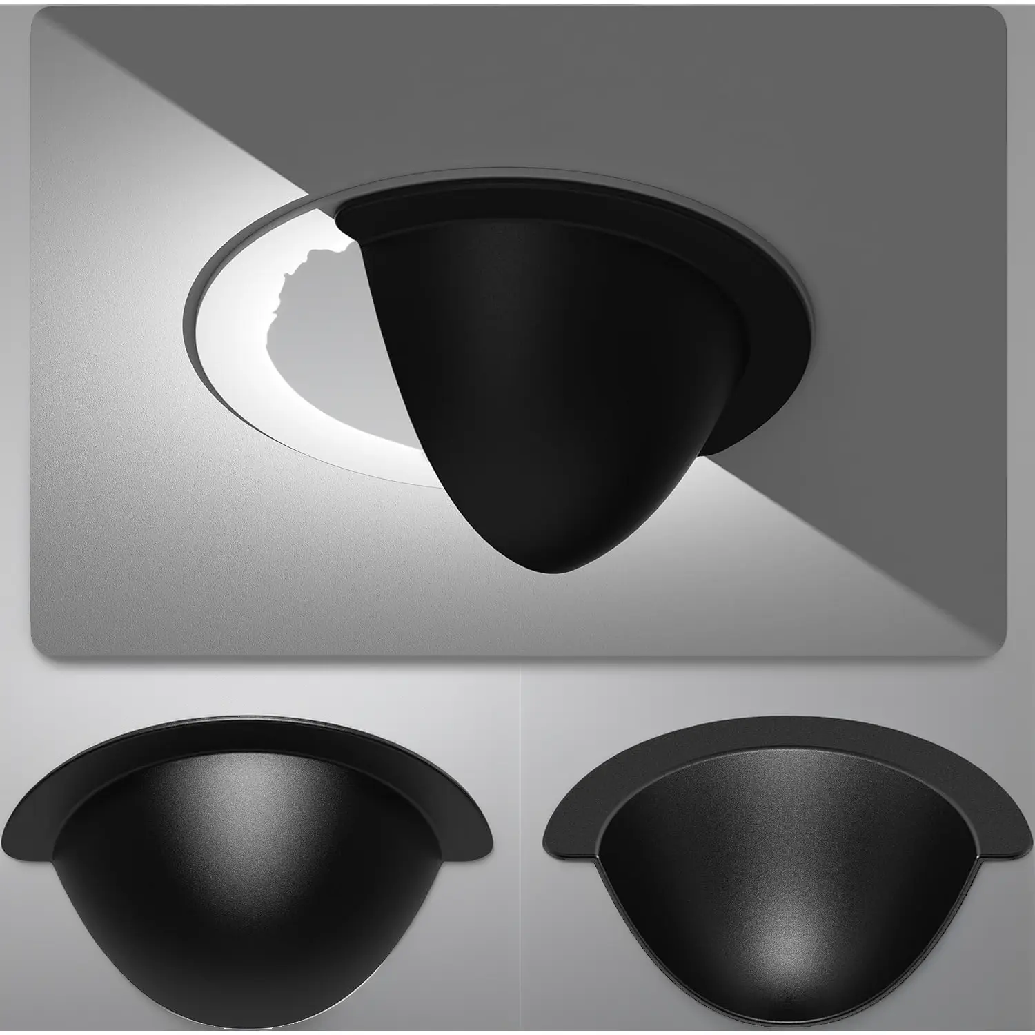 DIY Painting Supplies Accessory 2-Pack 4-in Black Opaque Anti-Glare Recessed Lamp Covers & Shades for Light Fixtures, Strong Adhesive, Easy Installation, Reduces Harsh Downlight Glare