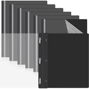 24 Pcs Clear Front Report Covers with 3 Prongs Fasteners Plastic Presentation Folders for Letter Size Paper Document Resume Portfolio Binder for School Office(Black)