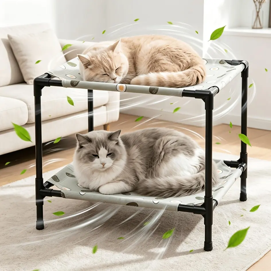 Portable Indoor & Outdoor Pet Hammock Bed, Elevating Cat, Kittens & Dog Bed with Skid-Resistant Feet, Cool Design for Pets