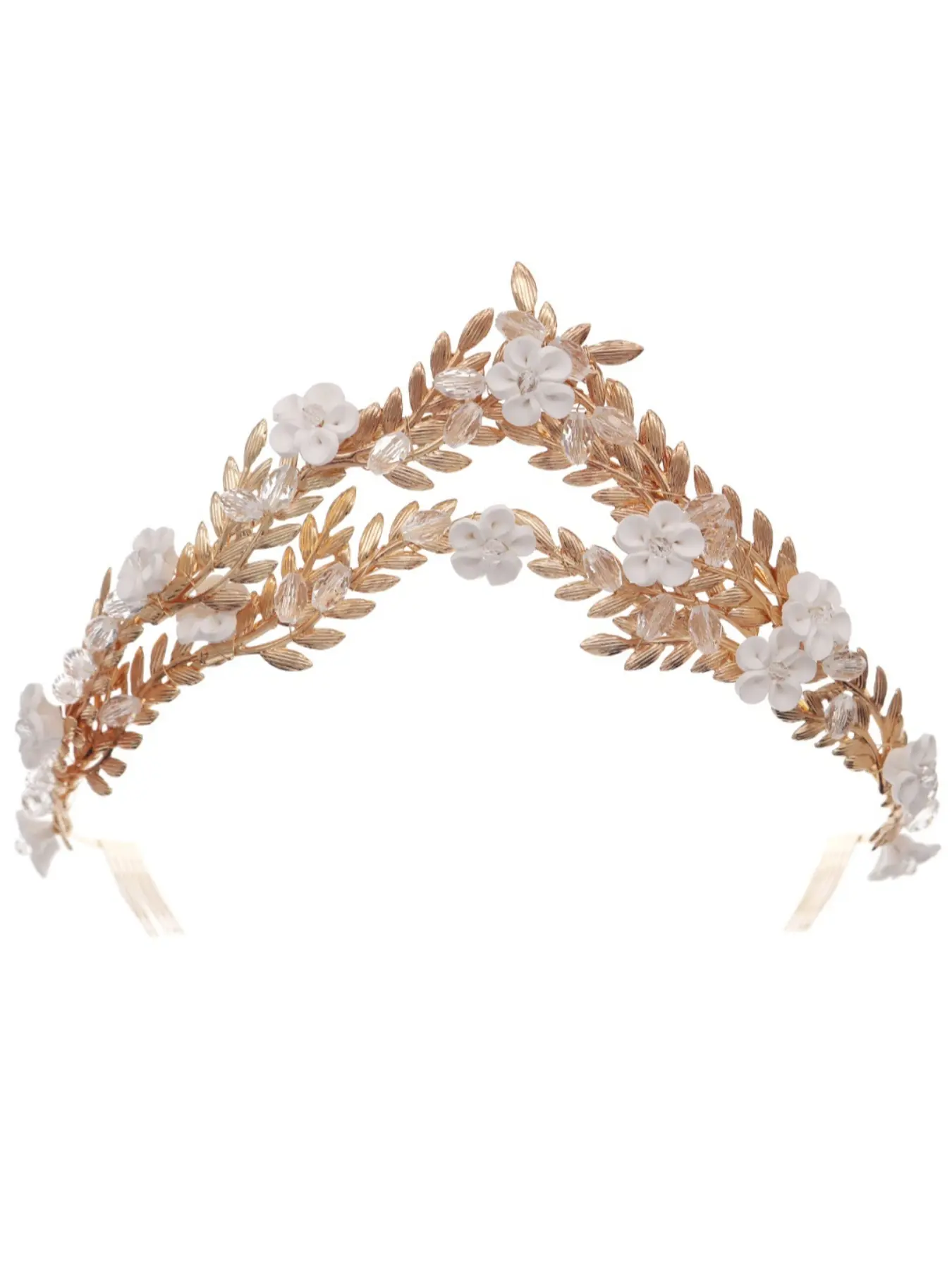 New Floral Fairy Bride Wedding Crown Princess Flower Headpiece Polymer Clay Floral Branch Hair Accessories Forest Style Comb
