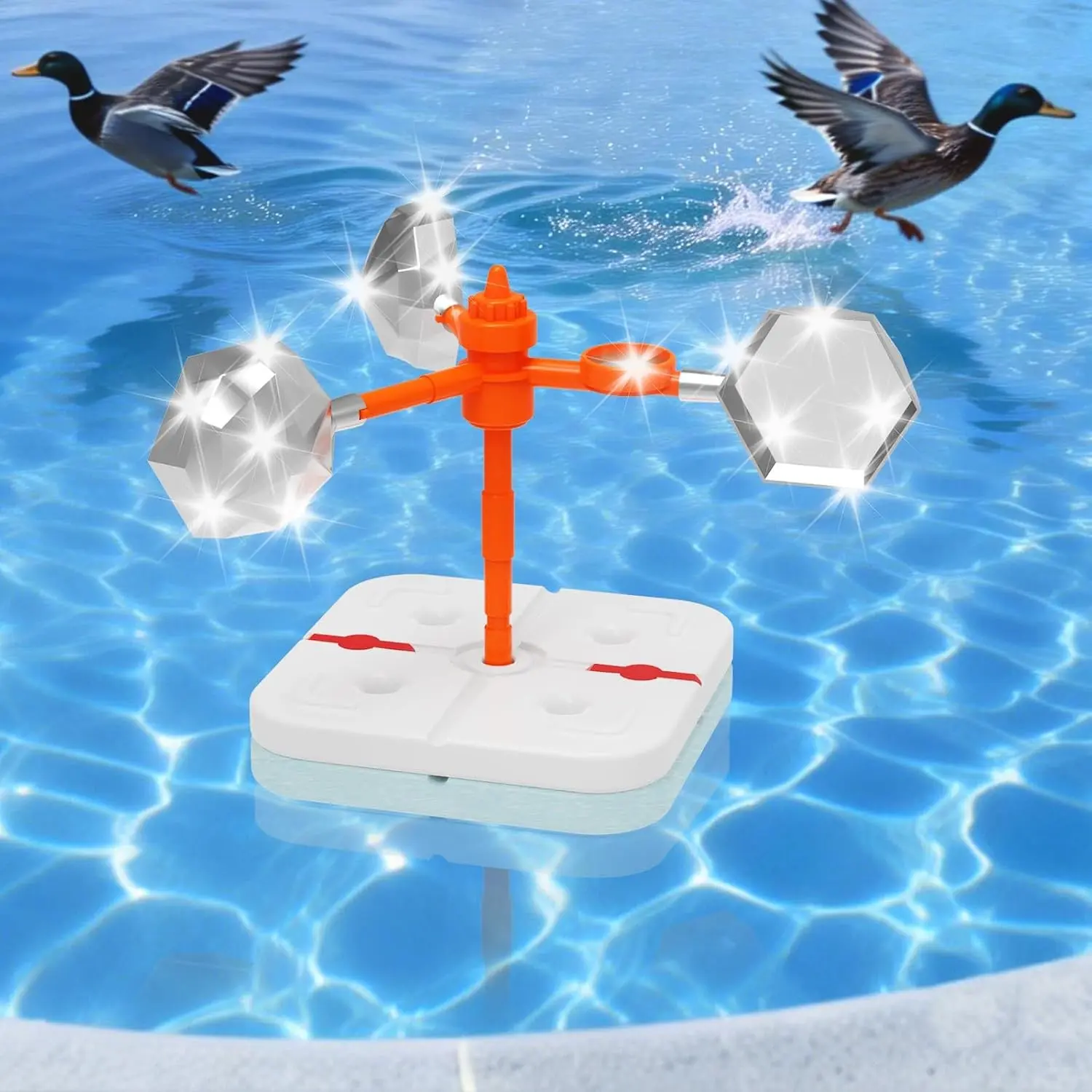 Floating Reflective Bird Deterrent Windmill, Keeps Birds Ducks Heron Pigeons Goose Woodpecker Crow Sparrow Away, Suitable for Pools Boats House Roofs Gardens Backyards