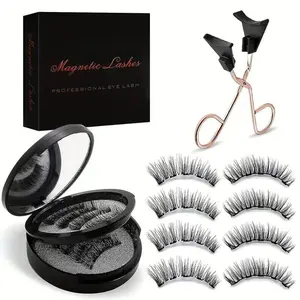 4 Pair Magnetic Eyelashes with Applicator - Natural Look, Easy to Apply, Reusabl