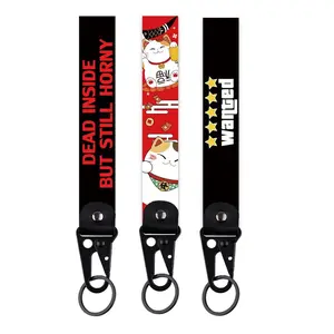 Cartoon Keychain Funny Quotes Keychain for Women Men Pendant Key Rings Fashion Short Lanyard Key Tags Accessories Gift