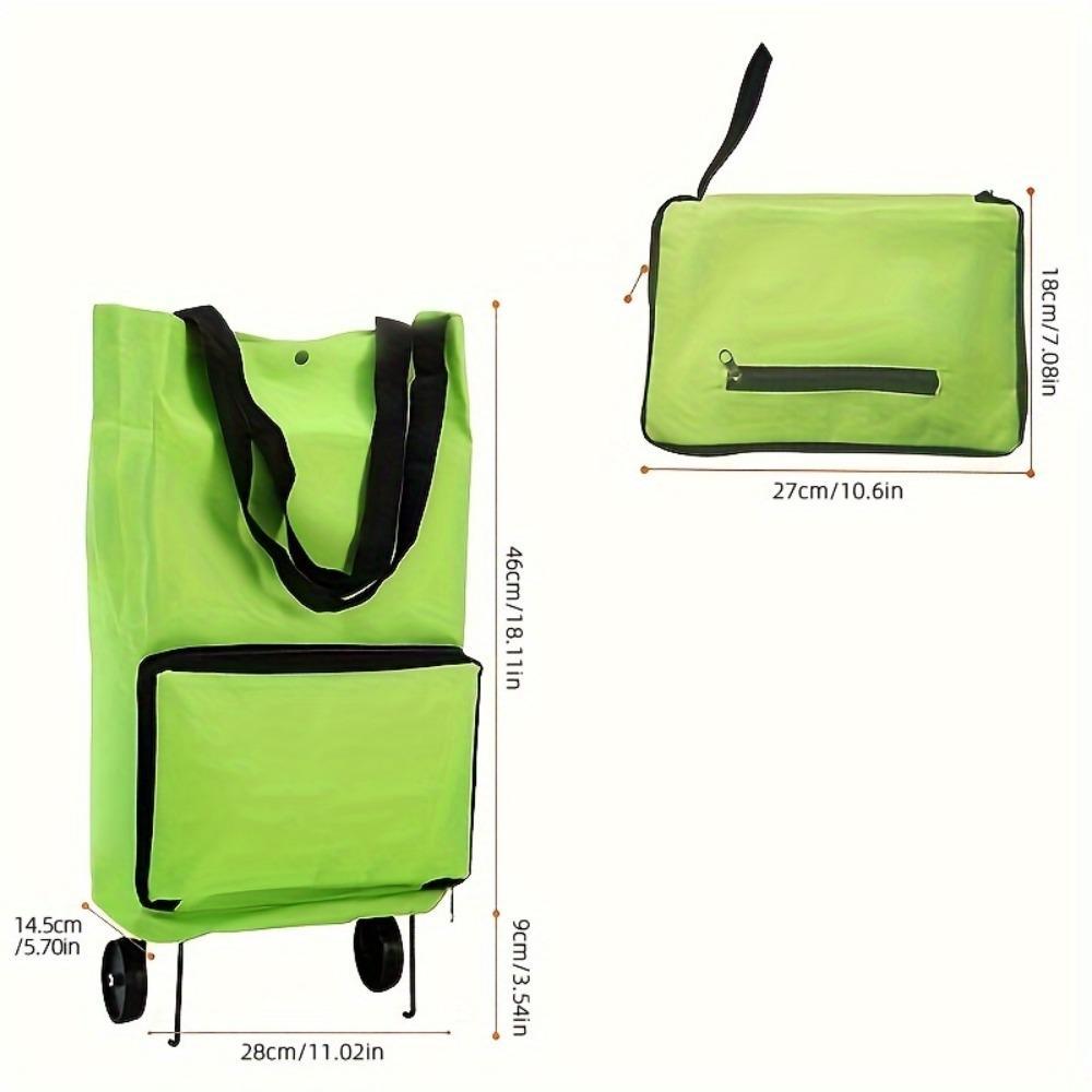 Foldable Rolling Shopping Bag with Wheels, Large Capacity Reusable Trolley Tote, Lightweight Space-Saving for Groceries, Laundry & Travel