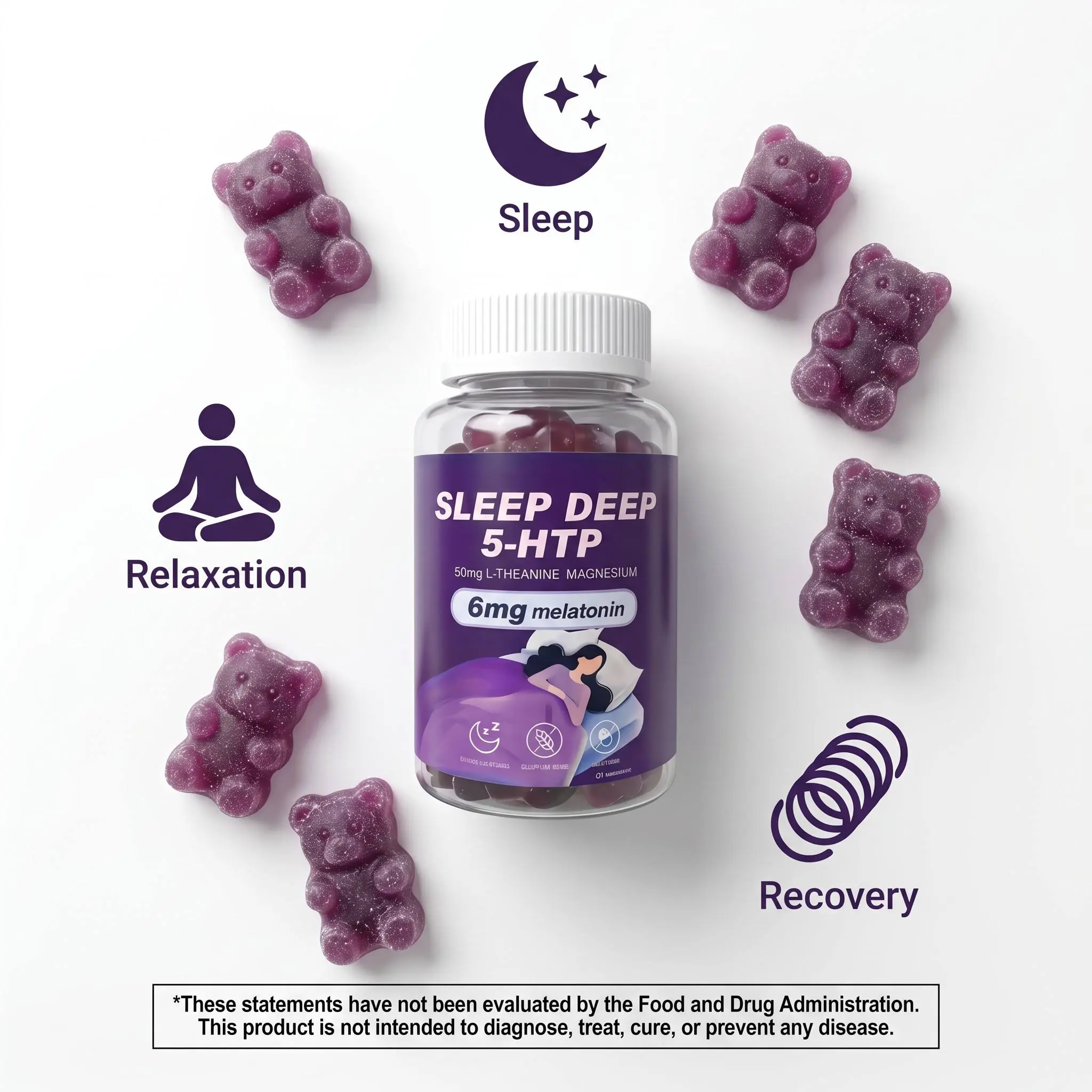 POWERBIRTH - 1 bottle (60 gummies), melatonin sleep gummies, melatonin dietary supplement, melatonin gummies, 6 mg of melatonin, melatonin gummies (plant-based melatonin) sleep gummies with a fruit-based gelling matrix, naturally flavored grape gummies