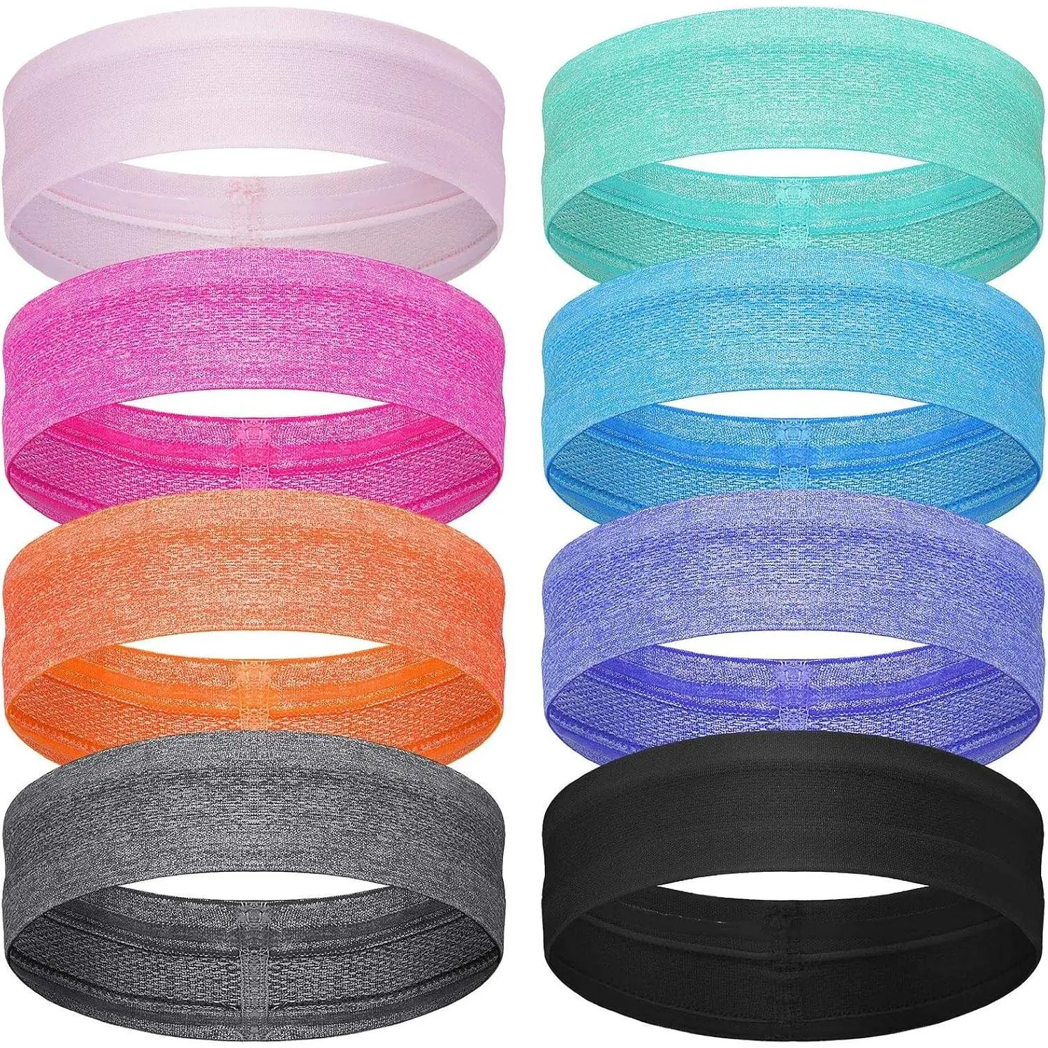 8 Pieces Sweatbands Non Slip Headbands Stretchy Running Sports Sweatbands Workout Headband Grip Silicone Yoga Hair Band Elastic Exercise Hair Wrap for Women Men