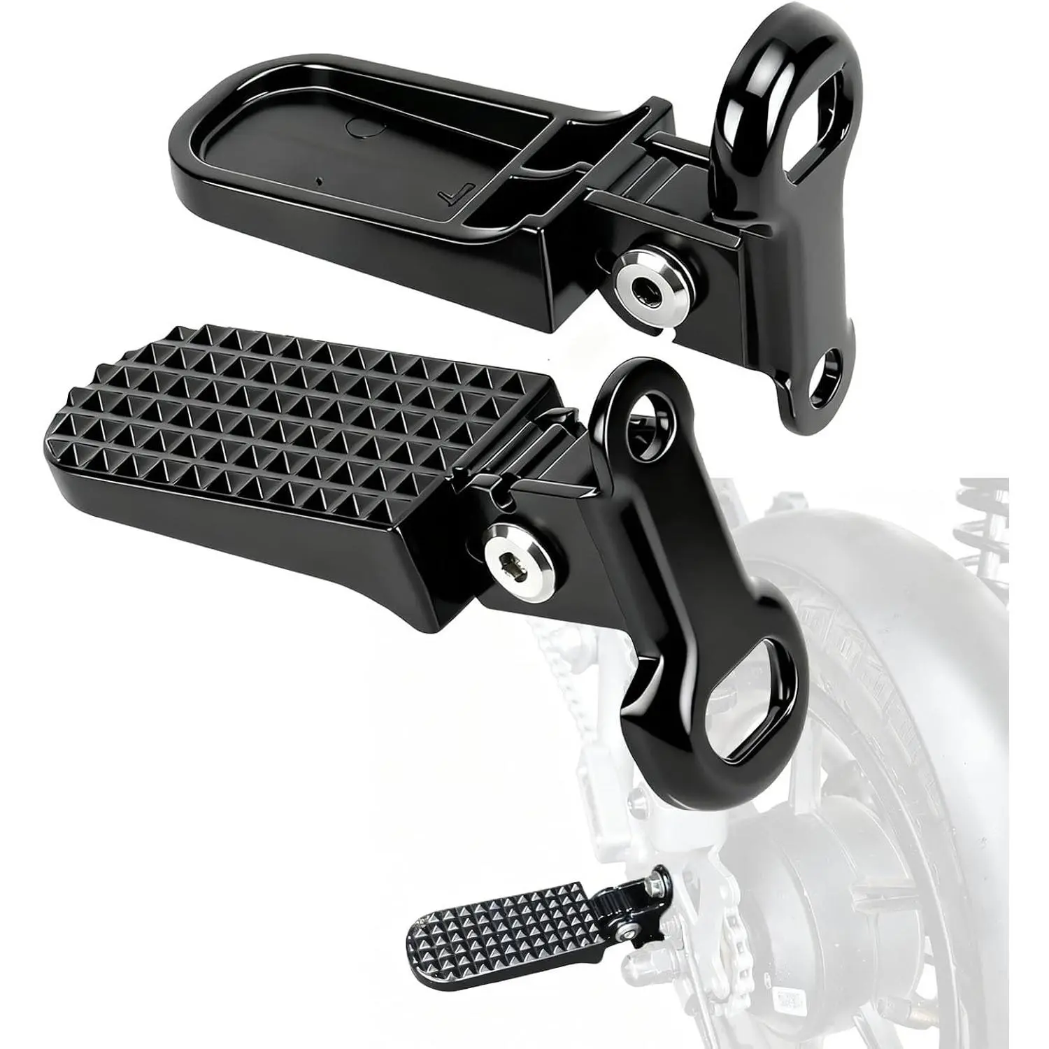 EBike passenger pegs Compatible Ridstar Q20 Lectric Xp4 Jetson Bolt Pro Wallke H9 AWD Hurley Big Swell Rad Power,Aluminium Alloy Non-Slip Passenger Folding Pedals Pegs (Black)