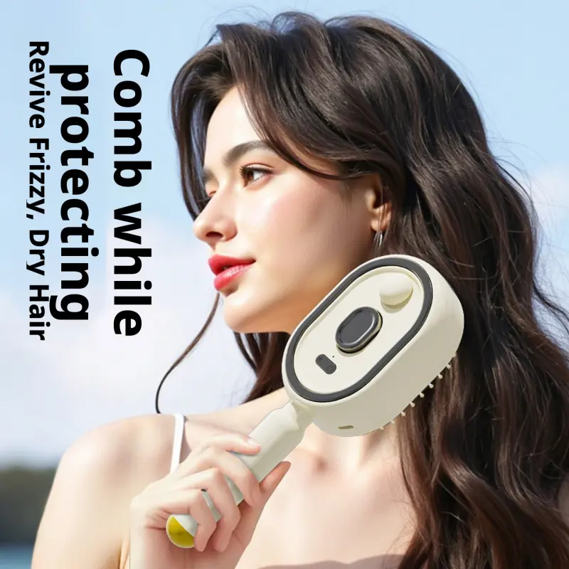 Overseas viral electric spray massage comb; retractable anti-tangle black technology; retractable comb teeth prevent hair tangling; hair nourishing and protecting air comb; multifunctional spray hair care comb; 10ml oil storage tank; anti-breakage hair sc
