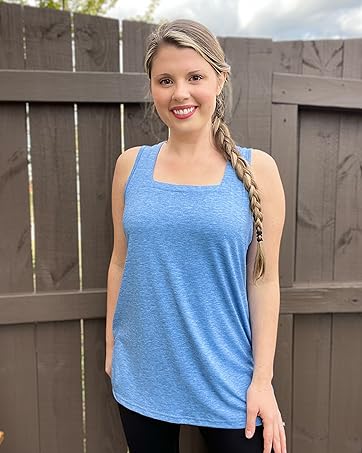 WIHOLL Summer Tank Tops for Women Square Neck Loose Fit Casual Fashion Flowy Sleeveless WIHOLL Summer Tank Tops for Women Square Neck Loose Fit Casual Fashion Flowy Sleeveless