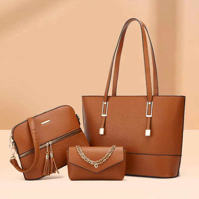 New stylish large-capacity handbag, large bag, medium bag, small bag set zipper storage crossbody bag