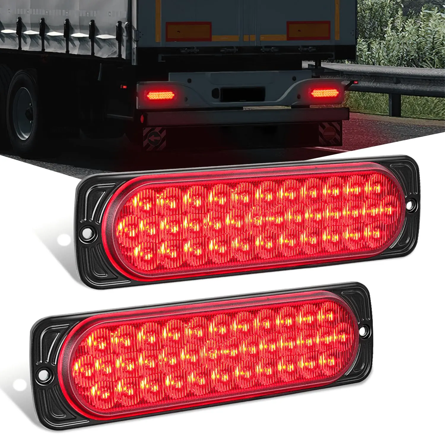 Nilight 7.5" Size Aluminum Housing High Brightness LED Tail Lights (2 PCS, 36x2835 LEDs) - Red Running, Brake/Turn Signals, Marker Lights, Water Resistant, Cooling, Includes Bolts for Boats, Trucks/Campers