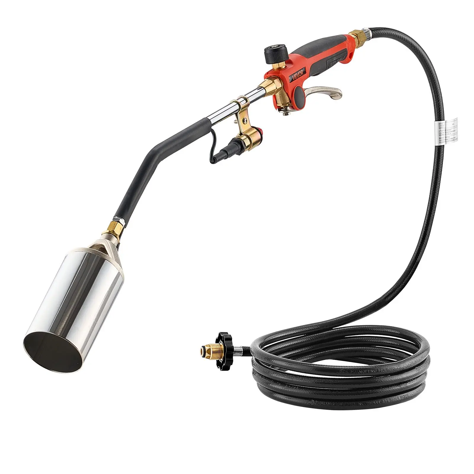 VEVOR Propane Torch Weed Burner, High Output 1,800,000 BTU with 10 ft Hose, Heavy Duty Blow Torch with Adjustable Flame and Turbo Trigger Push Button Igniter, Flamethrower Kit for Garden Ice Snow Roa
