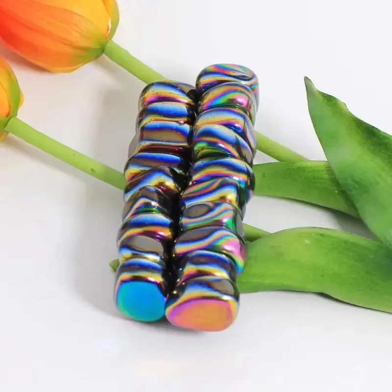 Wholesale Aura Magnetite Crystal Healing Tumbled Stones colorful Magnet Tumbled Palm for Fengshui Decoration