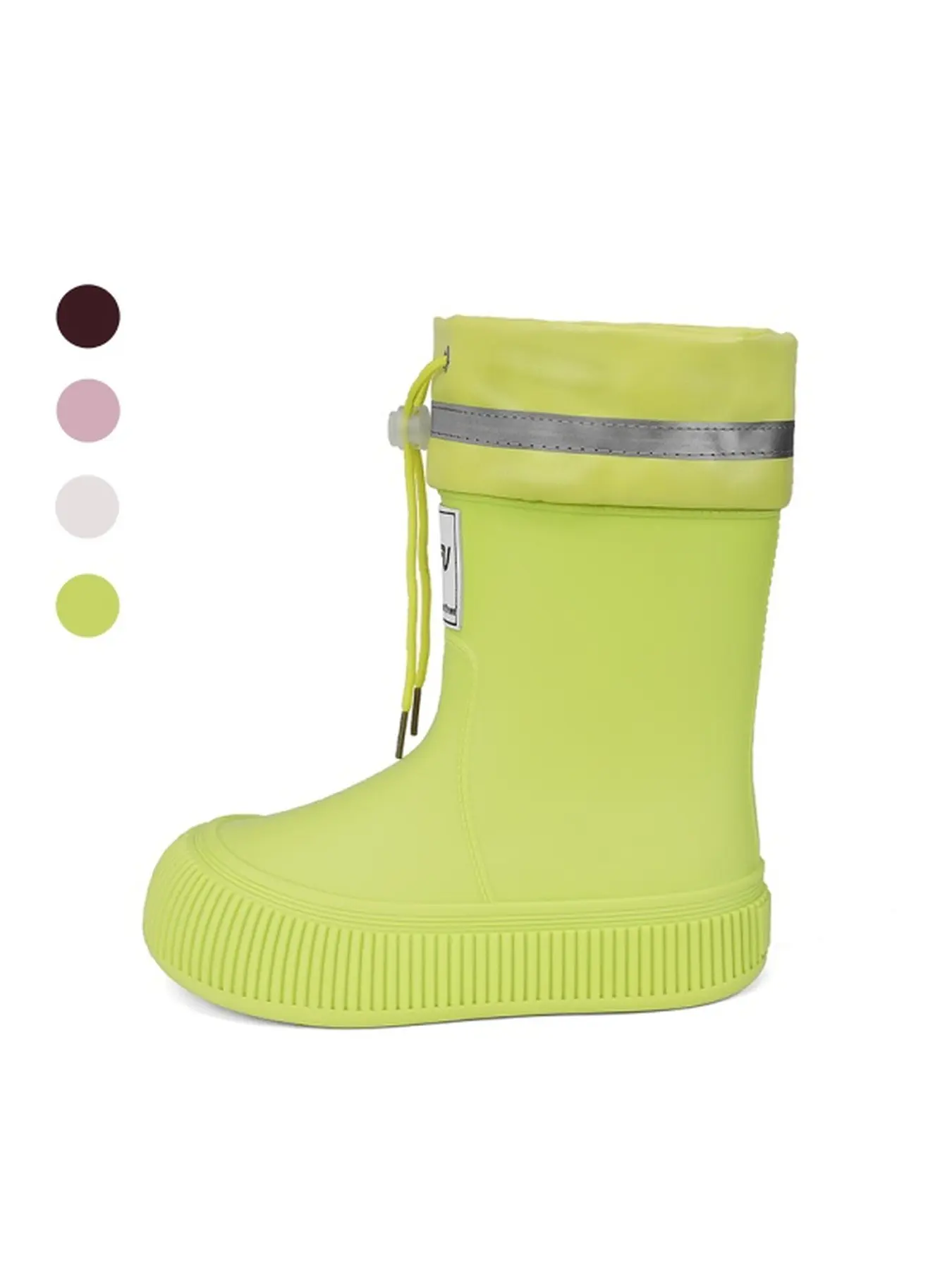 Water-Lock Drawstring Mid-Calf Rain Boots, Wide Vertical Stripe Anti-Slip Sole For River Fishing Garden Irrigation Muddy Ground