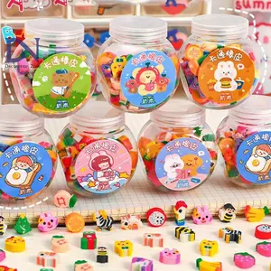 50PCS Cute Rubber Eraser Creative Animal Fruit Pencil Erasers Kids Student Office Mini Kawaii Stationery Supplies Cute Eraser