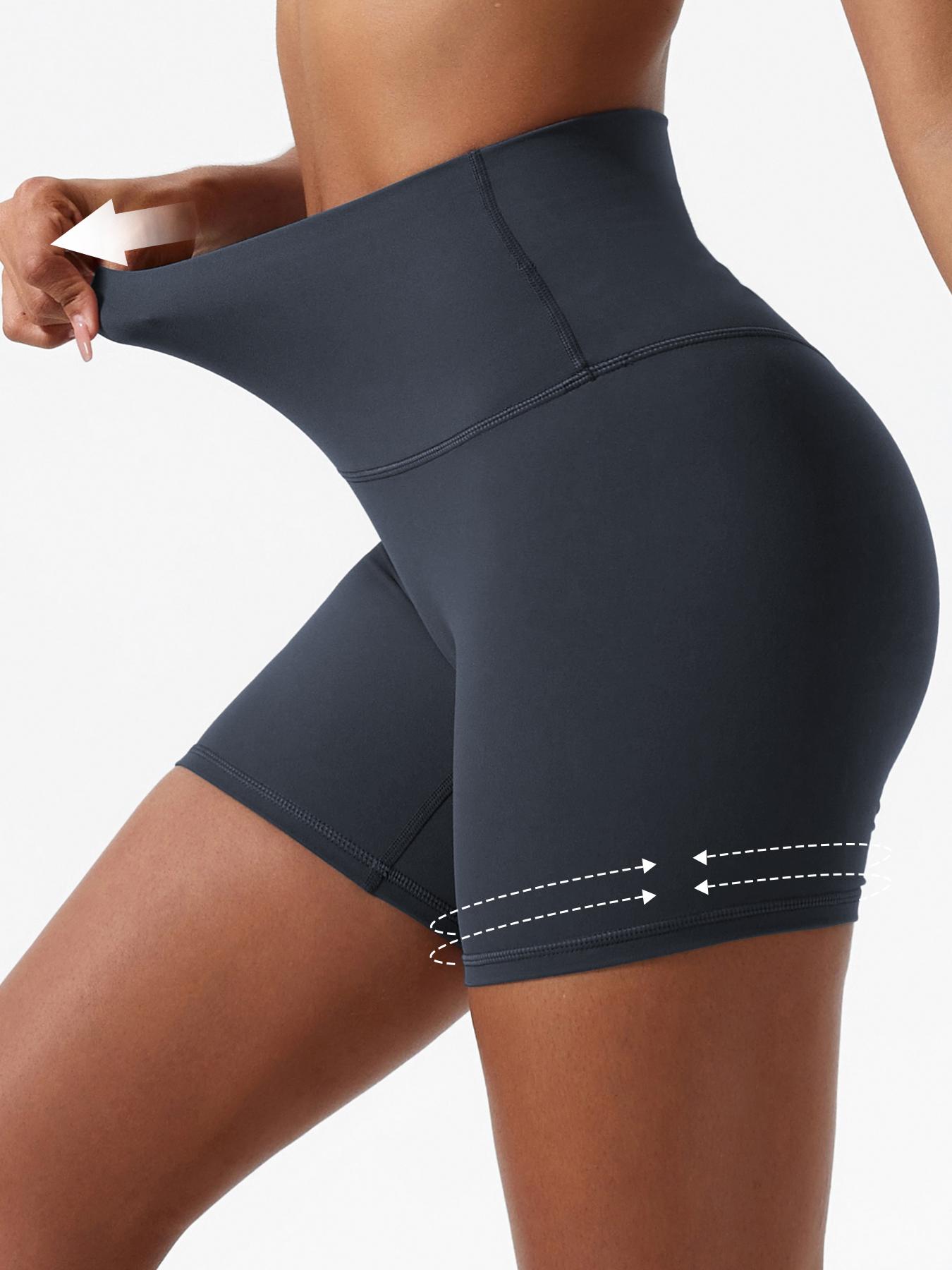 Women's Plain High Waist Skinny Sports Shorts, Gym Shorts, Sporty Wide-Waistband High-Stretch Shorts, Skinny Workout Shorts, Ladies' Sportswear for Indoor Outdoor Wear