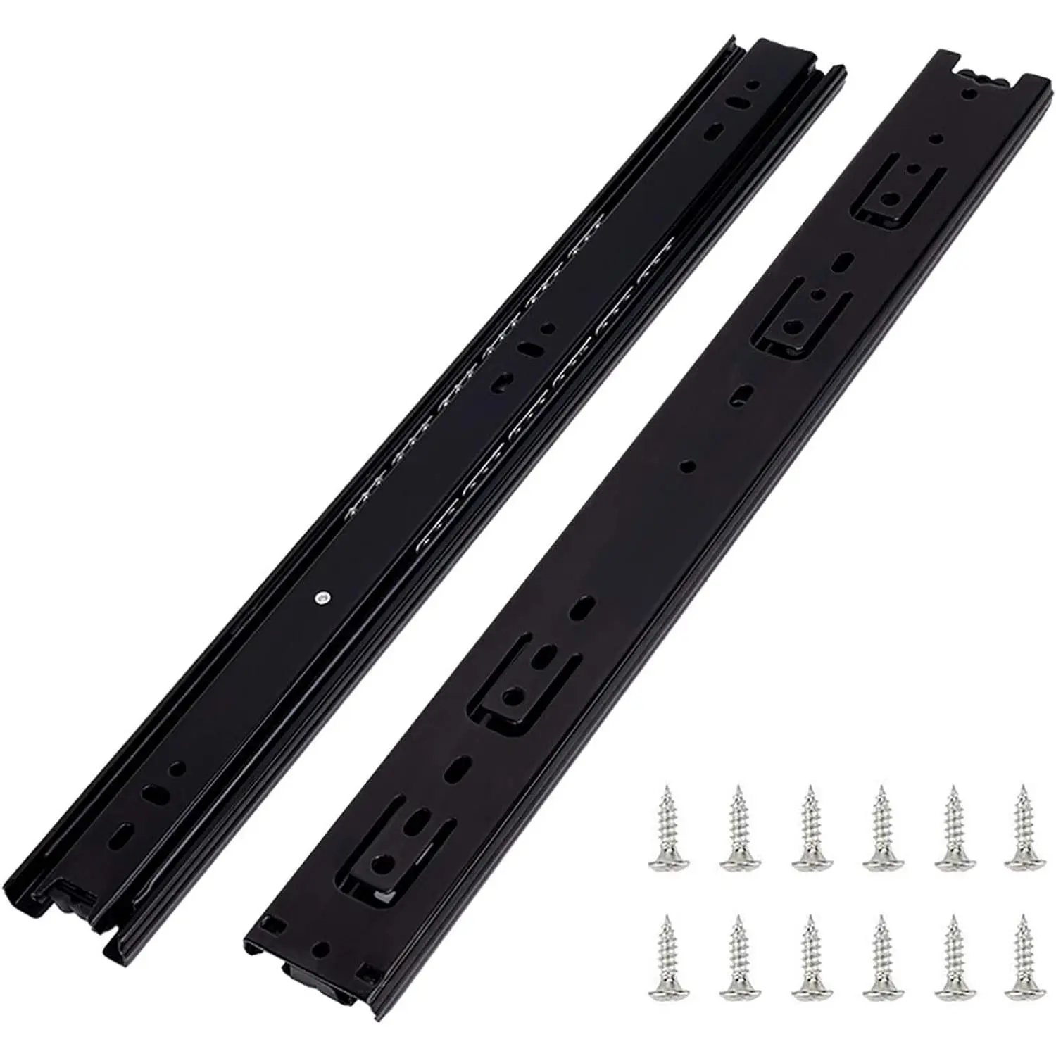 6 Pairs of 12 Inch Full Extension Side Mount Drawer Slides | Ball Bearing Hardware 3-Section,100 LB Capacity Black Drawer Glides