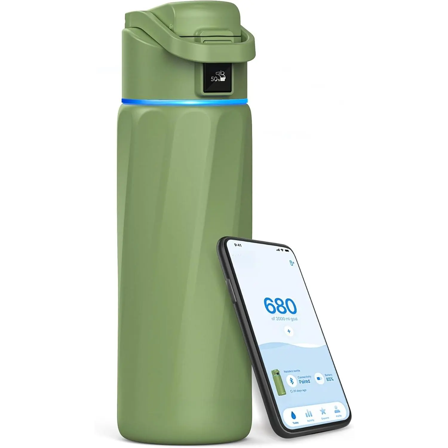Smart Water Bottle that Reminds You to Drink, 24oz BPA-Free Stainless Steel Vacuum Insulated, Wide Mouth Water Tracker Bottle with APP  School, Gym, Office, Ideal  Father's Day