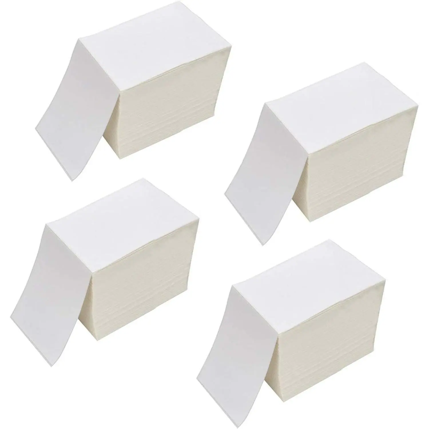 4" x 6" Fanfold Direct Thermal Labels - White Shipping Mailing Postage Labels, Perforated, Permanent Adhesive (4 Stacks - 4000 Labels)