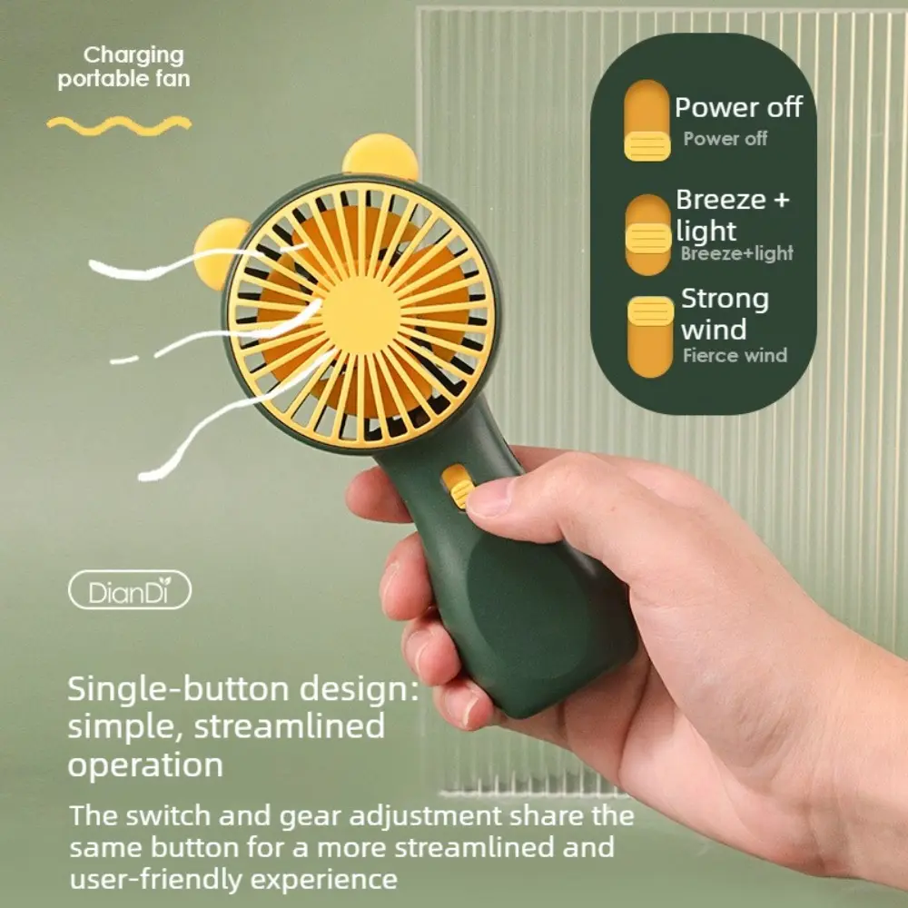 Mini Portable Handheld Cooling Fan Quiet USB Rechargeable Personal Fan with LED Light