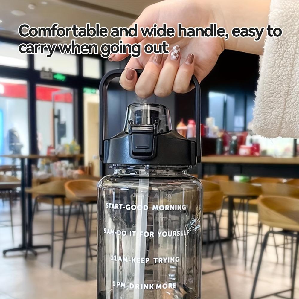 67.63 Oz Portable Water Bottle with Straw, Large Capacity Fitness Drink Bottle with Time Markers, Sports Drinking Bottle, Ideal for Outdoor Sports and Holidays
