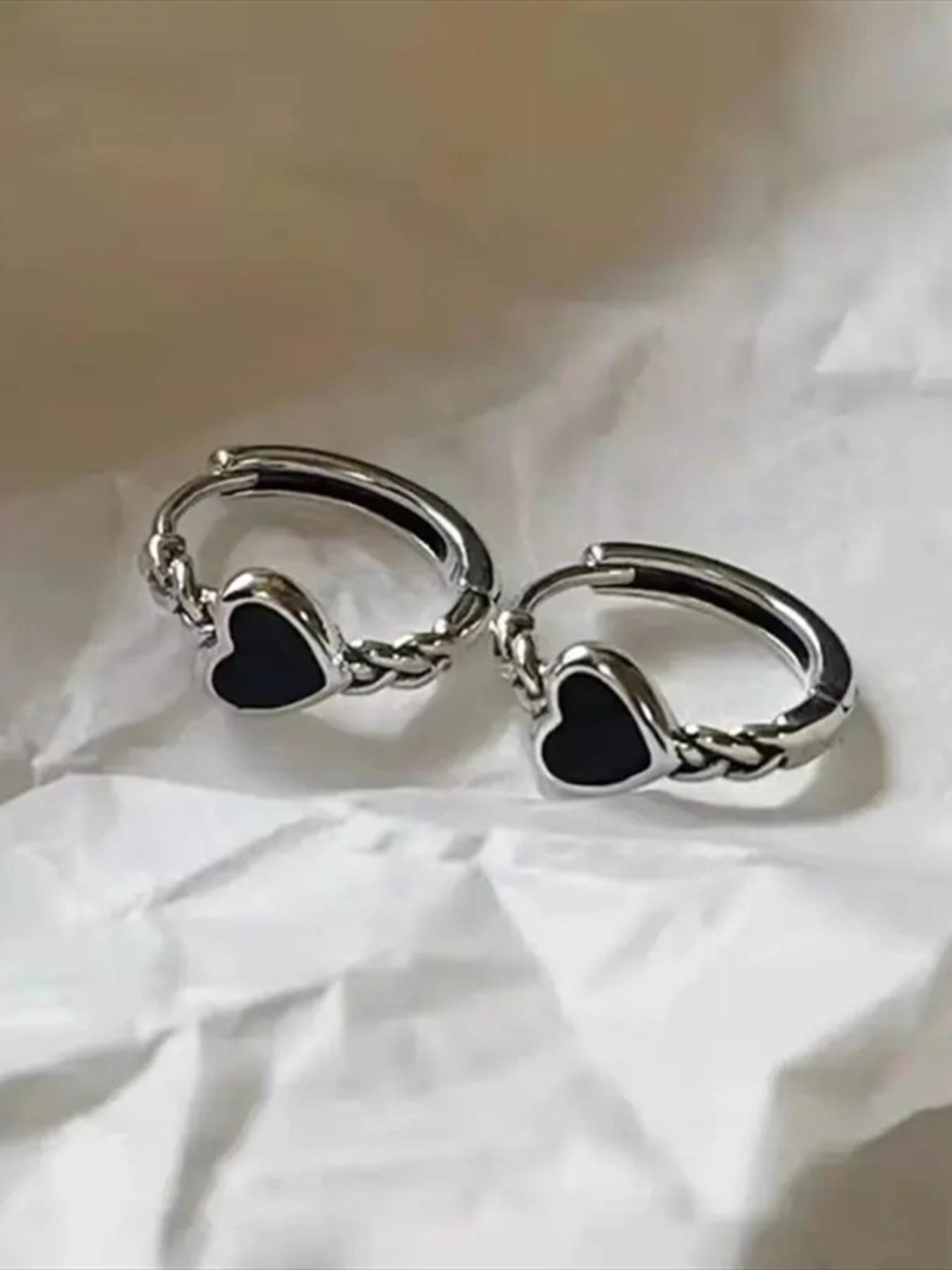 Women's Plain Color Heart Shaped Earrings Hoop Earrings, Ear Hoops, Copper Earrings, Elegant Minimalist Earrings, Fashionable Clean Girl Accessories Jewelry for Women for Daily & Party Decoration Earrings for Women