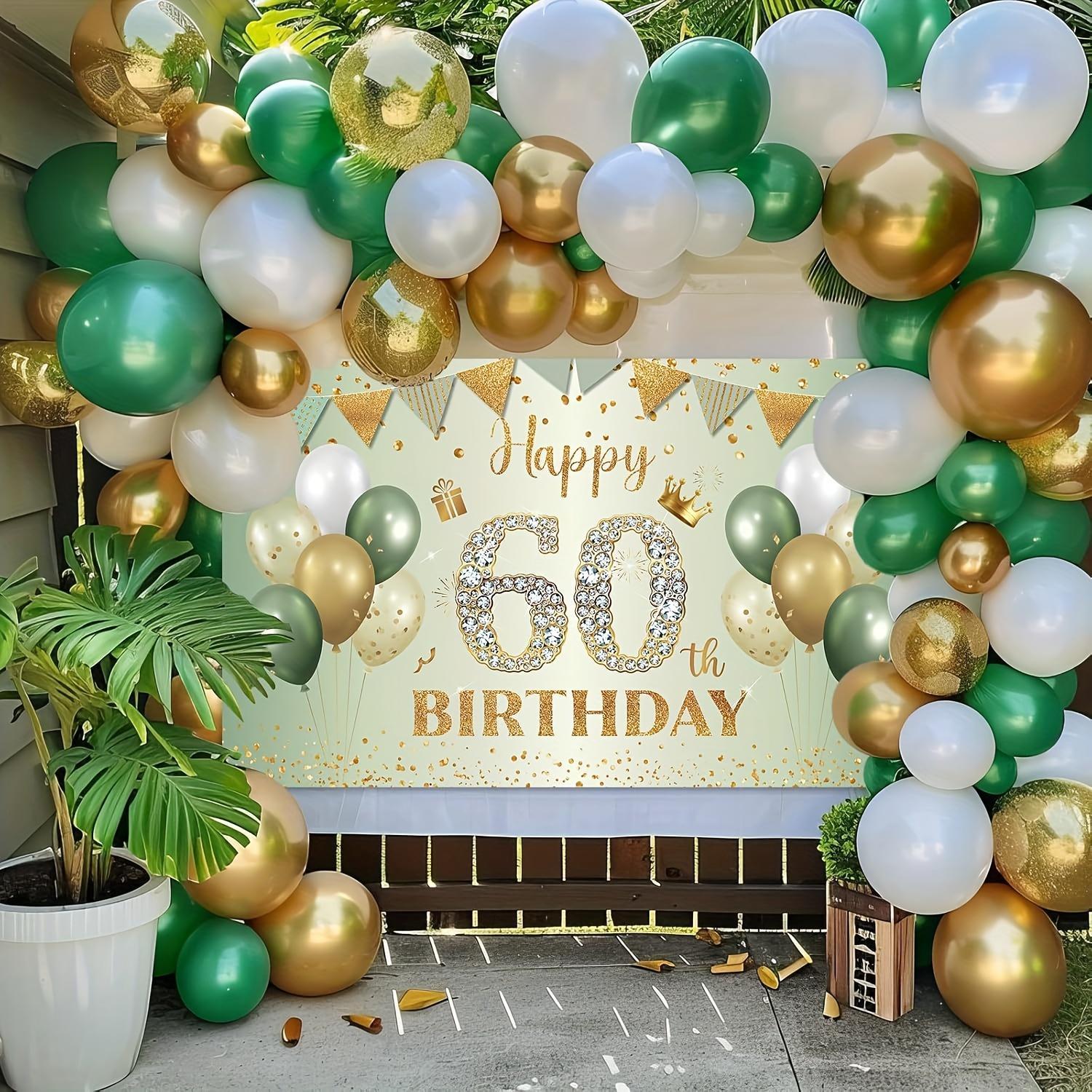 1SET Golden Green Birthday Banner for 30 40 50 60th Birthday Party Background Banner Decoration Supplies For Photography