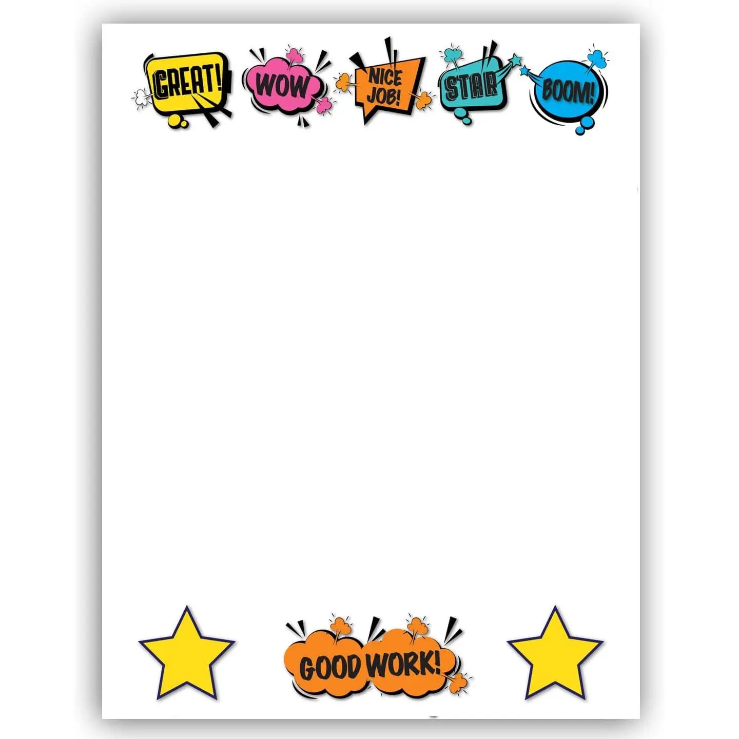 Teacher School Border Letterhead Stationery, 60 Sheets, 8.5x11 In, for Office & Educational Use