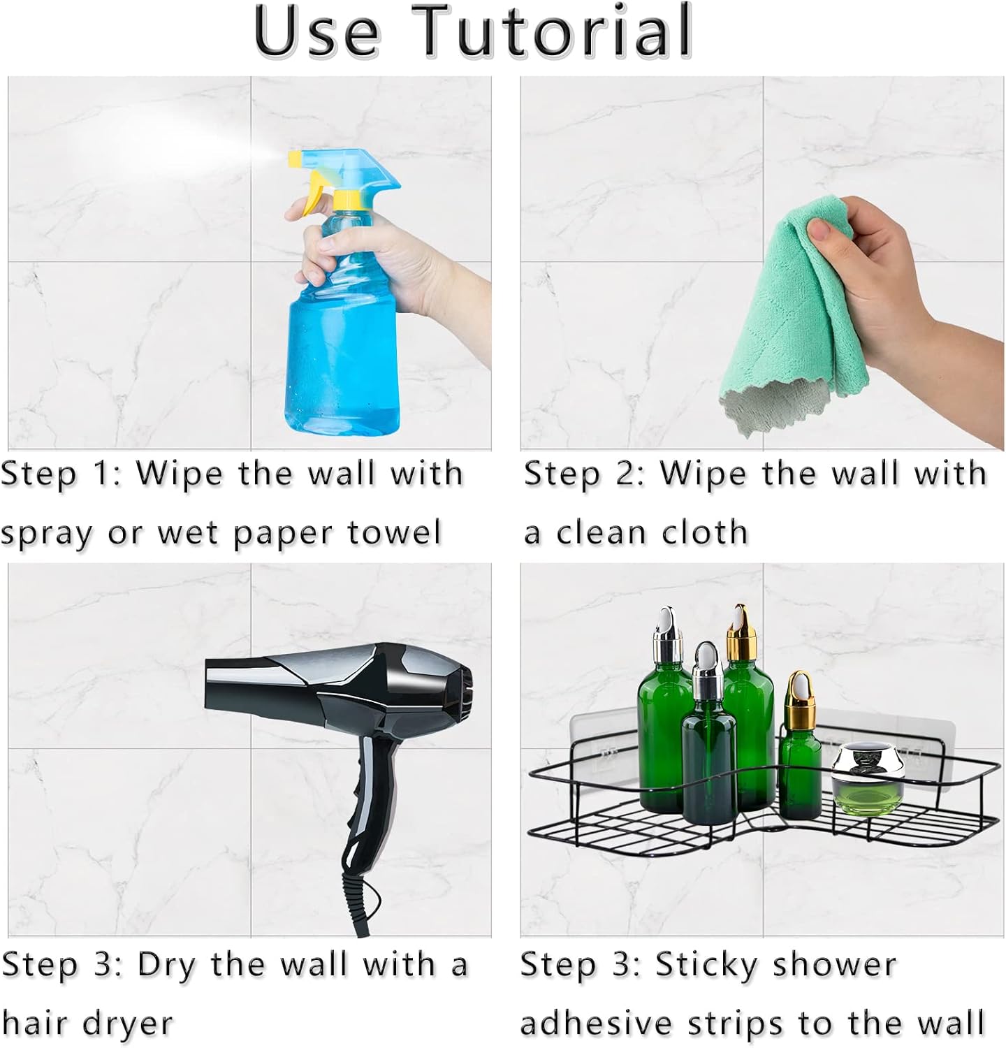 2 Pack Shower Caddy Adhesive for Replacement, Strong Transparent Adhesive for Shower Caddy Sticky Pads, No Drilling for Corner Shelf Basket, Bathroom Stora